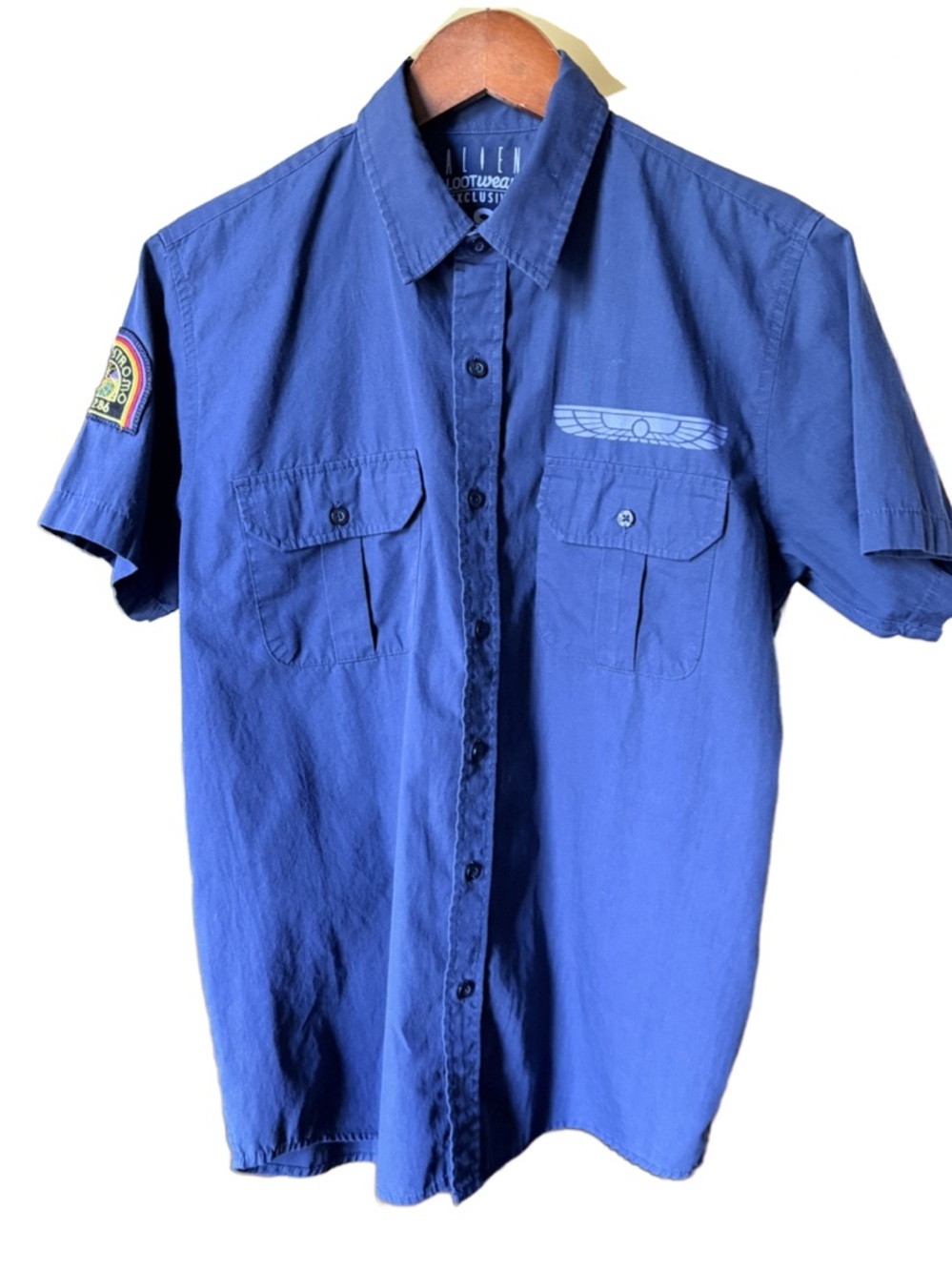 Alien movie loot crate loot wear shirt button up navy blue uscss nostromo